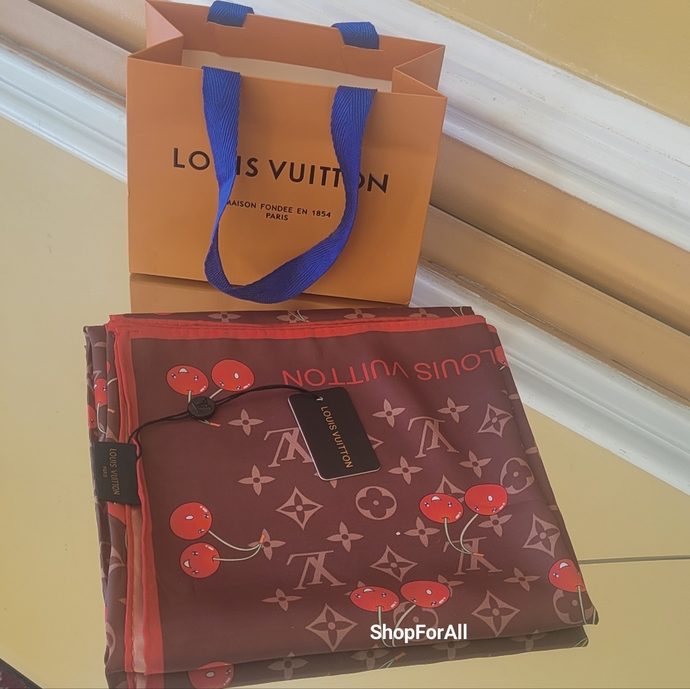 LOUIS VUITTON Vintage LV Monogram Perfo Scarf Wrap Dot Brown Orange